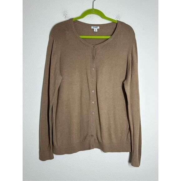 Old Navy Women’s Tan Beige Button Up Cardigan Long Sleeve Cotton Blend Size XL - Picture 1 of 10